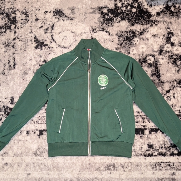 Nike Vintage Full-Zip Track Jacket Oregon Forest Green White Tree Graphic Medium - Picture 5 of 6